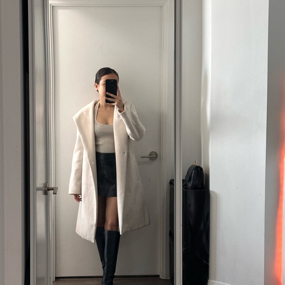 Zara Off-White Wool Blend Coat - Picture 3 of 4